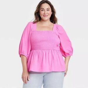 AVA & VIV Women’s Blouse Peplum Top 1X